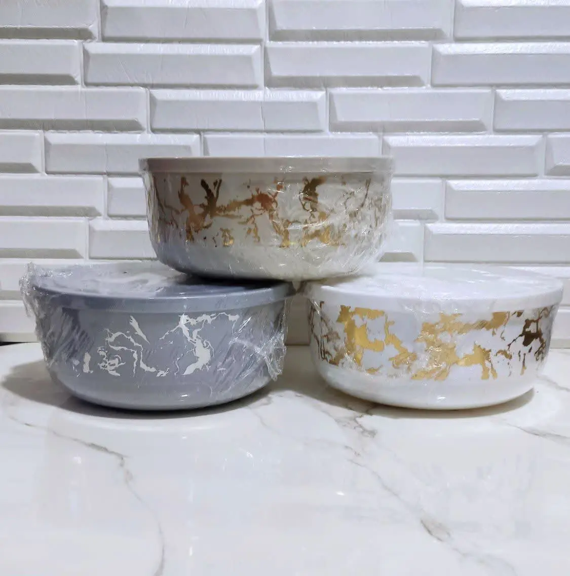 💥کاسه دربدار ۴ تایی ماربل
