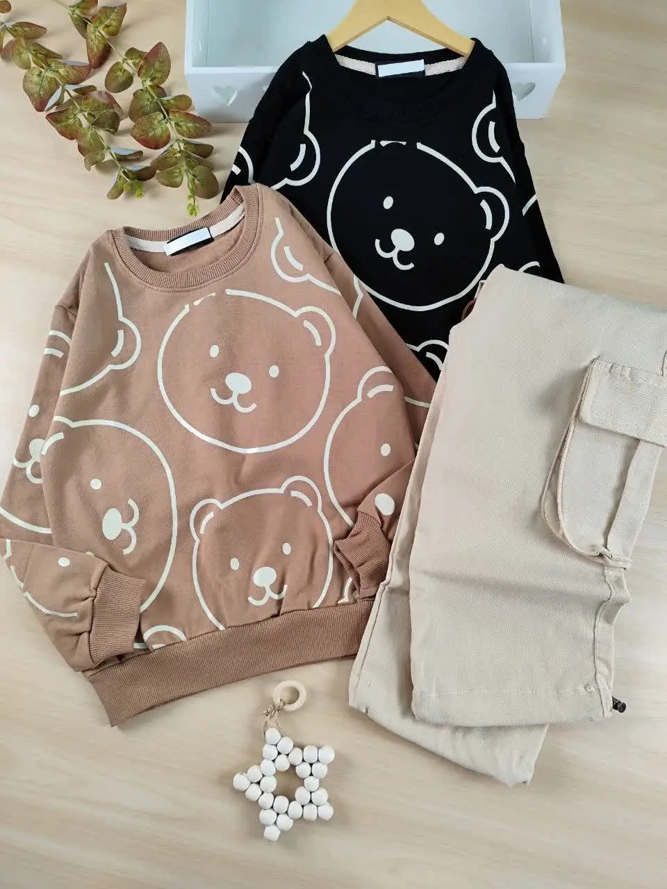 بلوز شلوار تدی کرم 
