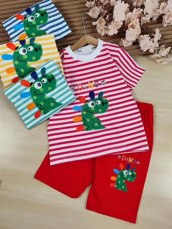 💫 تیشرت شلوارک رنگی Dino 💫
