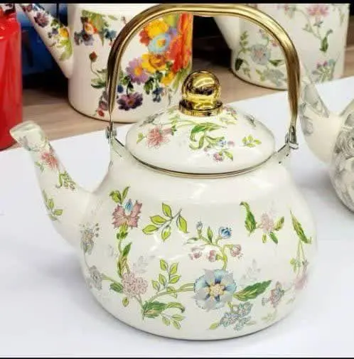 کتری تک لعابی روس دسته چوبی