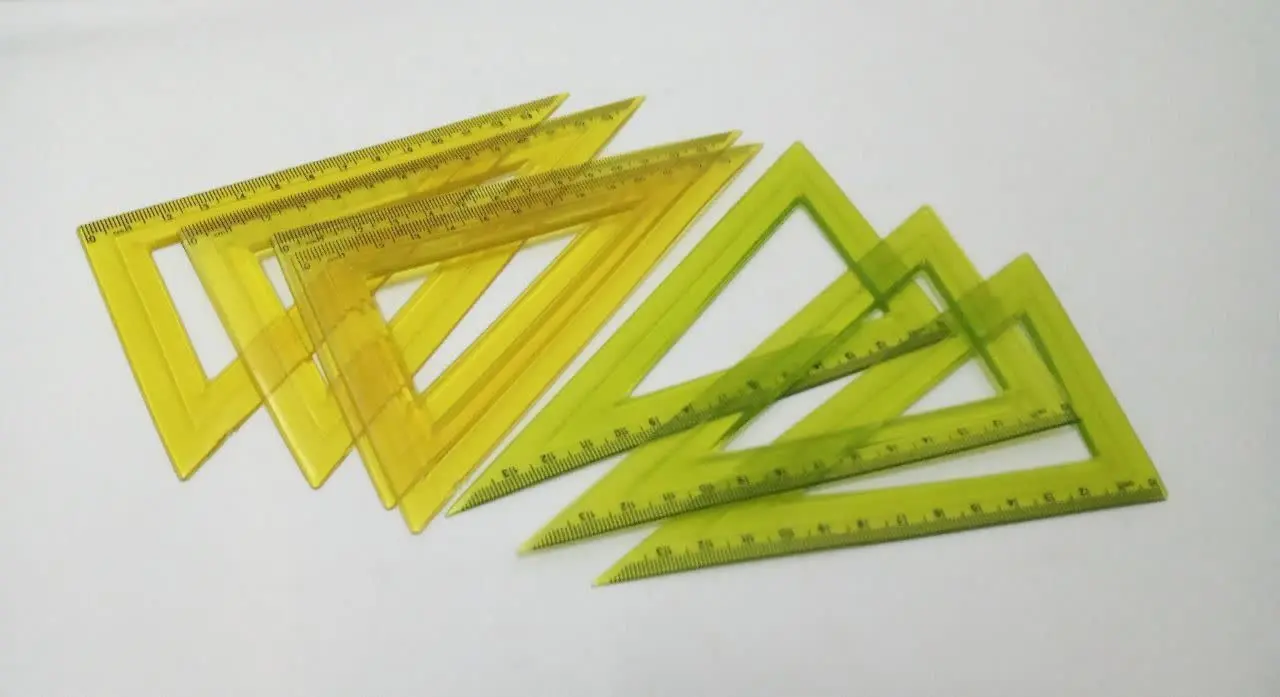 ✅ پک ۳ تایی خط کش، گونیا، نقاله ژله‌ای نشکن
