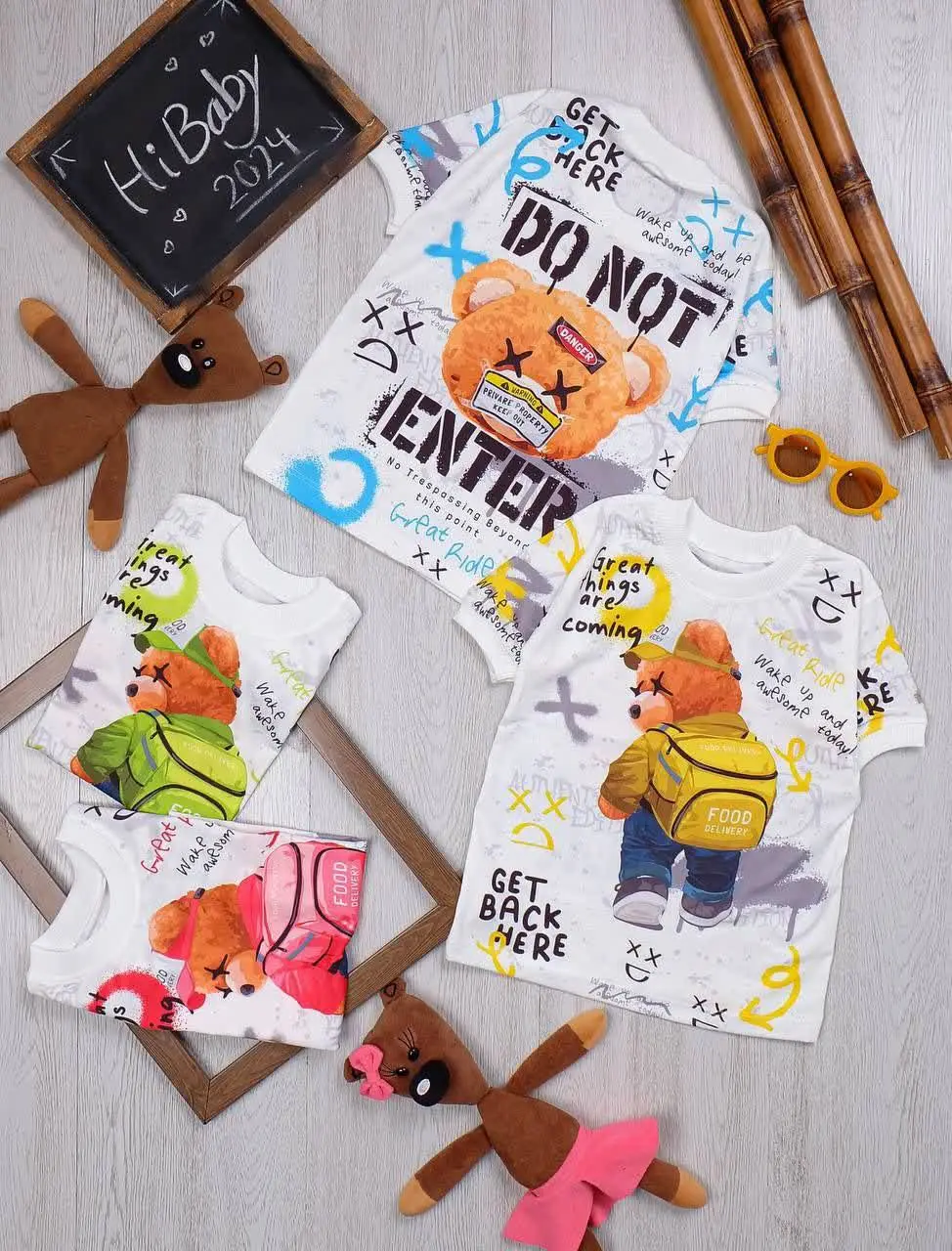 👫تیشرت تک سفید خرس FOOD👫
