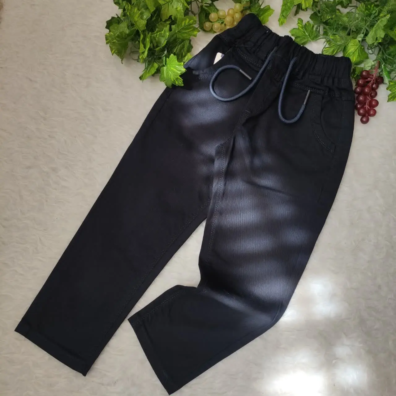 شلوار کتان راسته سورمه ای پ...