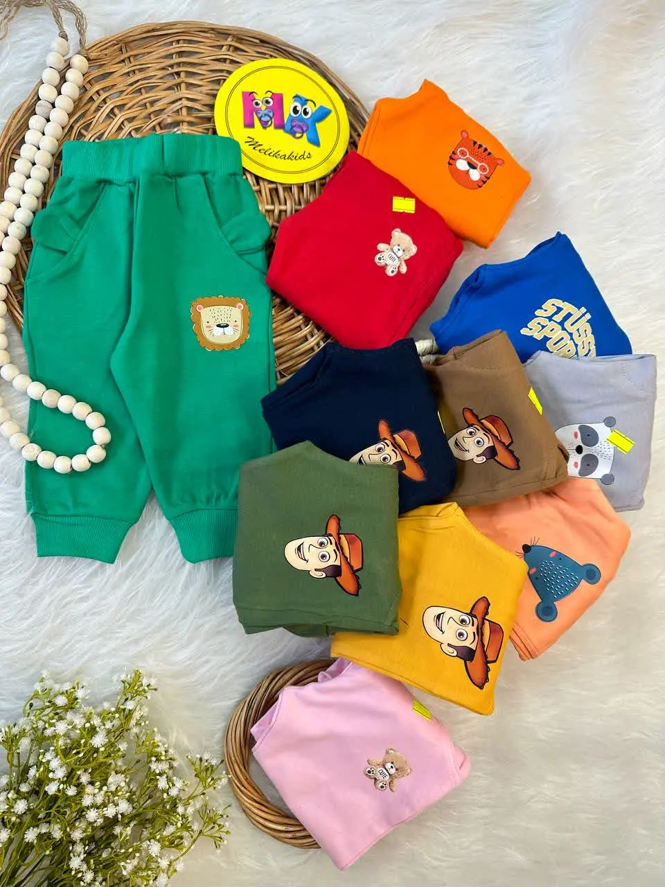 شلوار تک رنگی طرح دار نوزادی و کودک کد ۱۲۰۱۳ 
