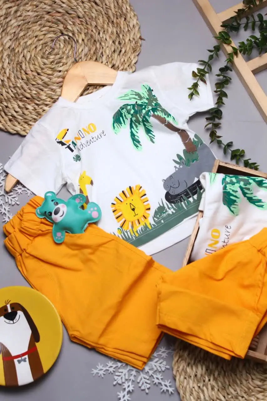 🧚🦸 تی شرت شلوارک کتان طرح جزیره
