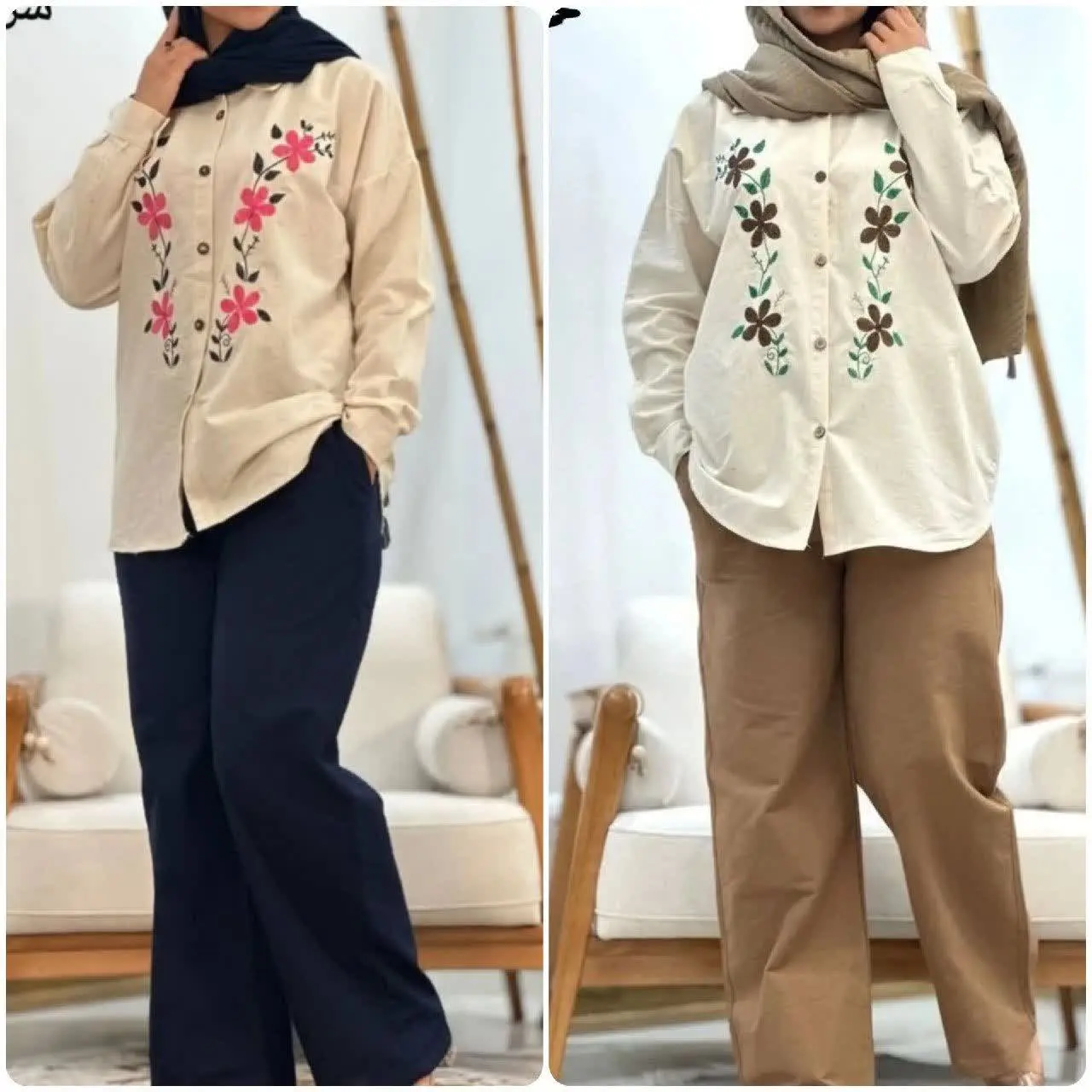 🌸 نام: ست شومیز شلوار گلپوش
