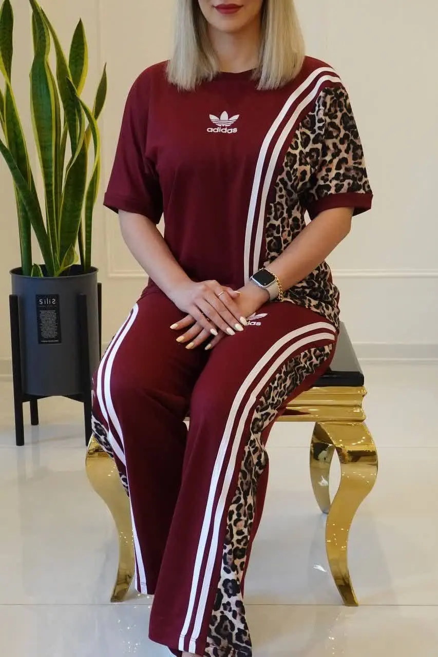 ست تیشرت شلوار پلنگی adidas