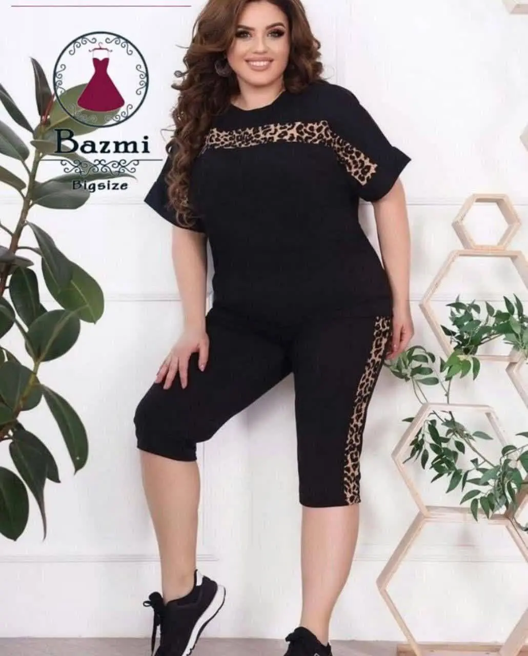 ست بلوز شلوارک پلنگی
