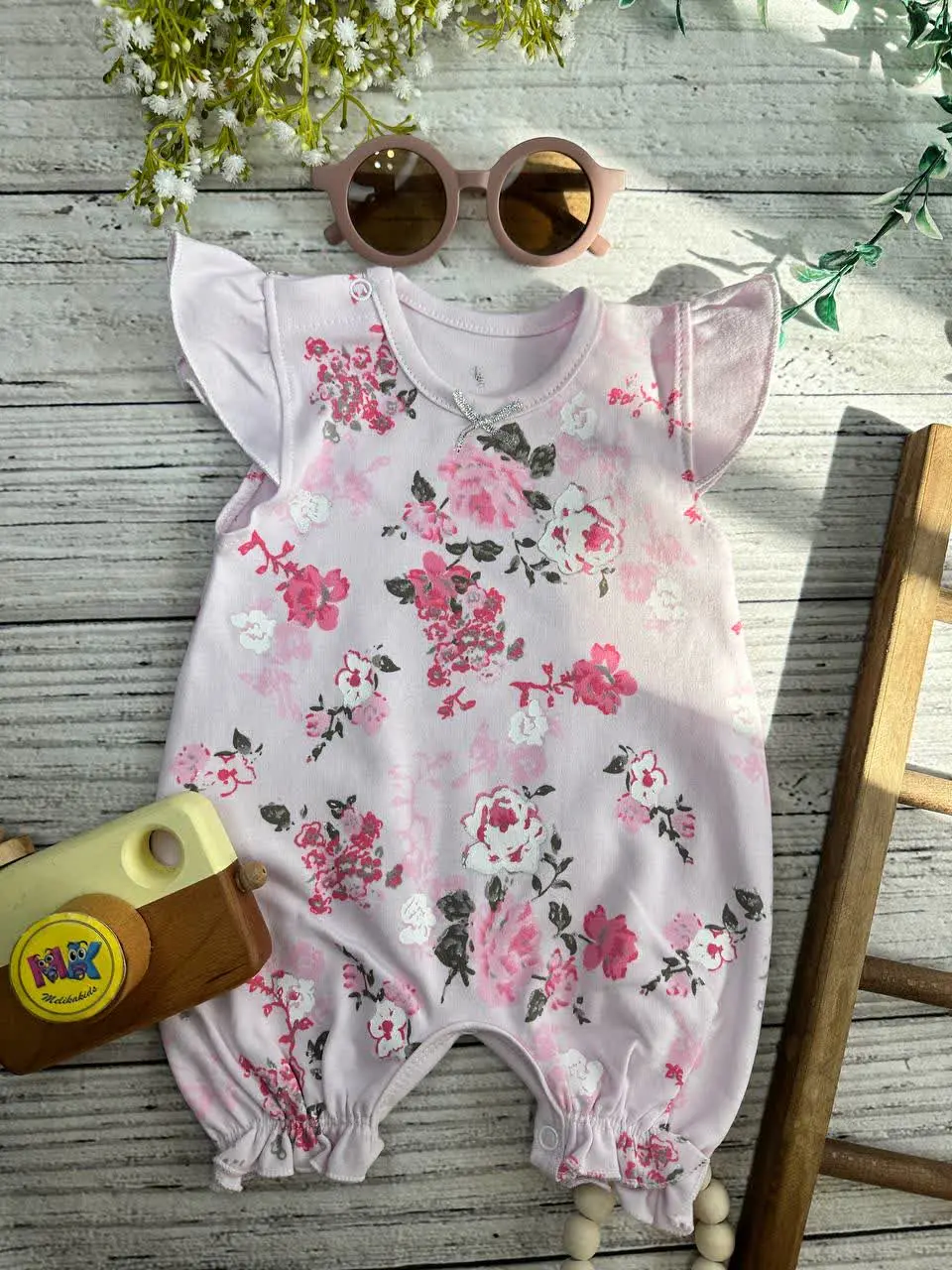 رامپر طرح گل رز صورتی نوزادی و کودک کد ۱۸۰۲۳ 
