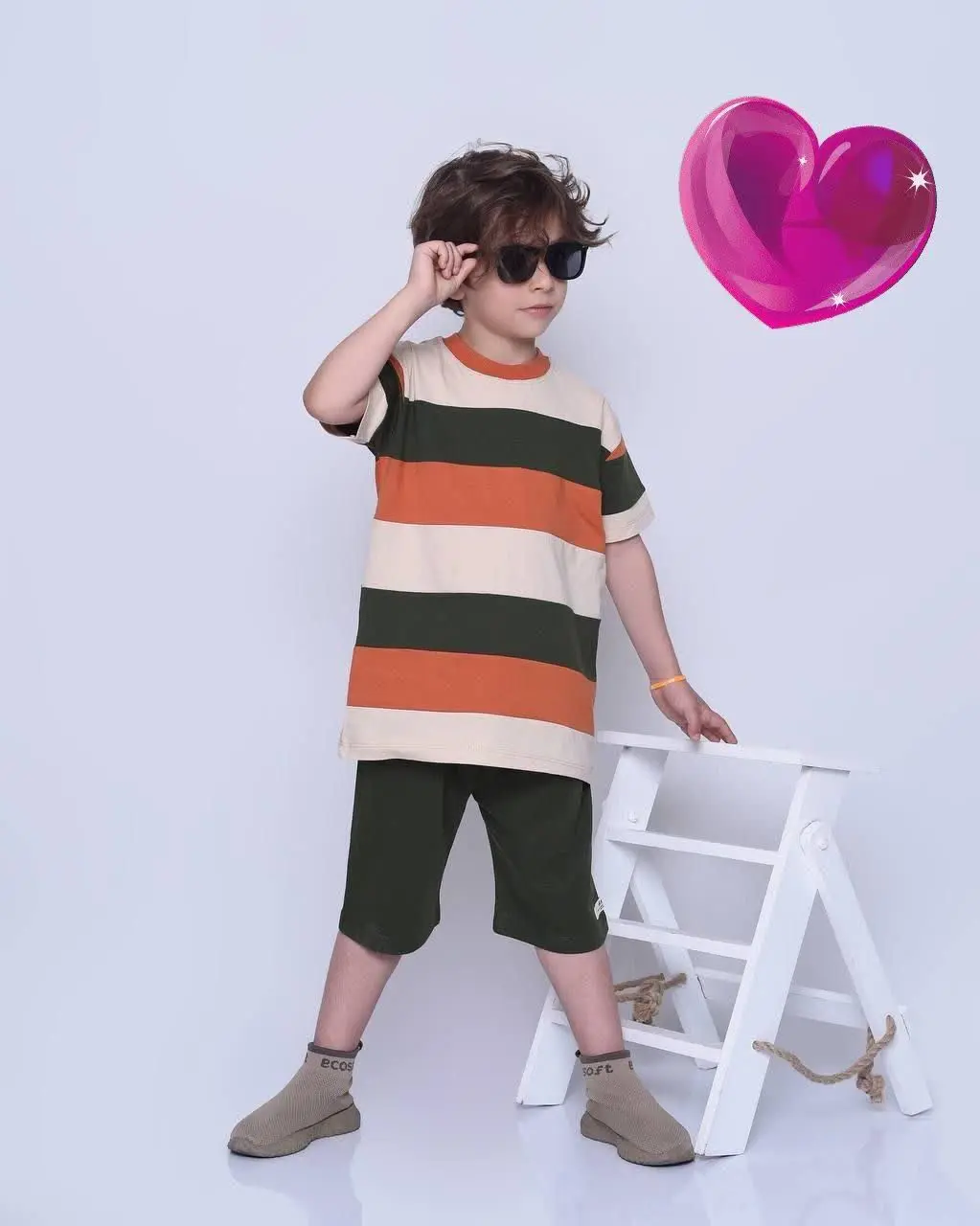 تیشرت شلوارک پسرانه راه راه رنگی 👦🏻✨
