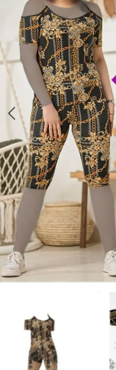 تیشرت سرشانه باز زنجیری و شلوارک طرح جدید/ مهی
