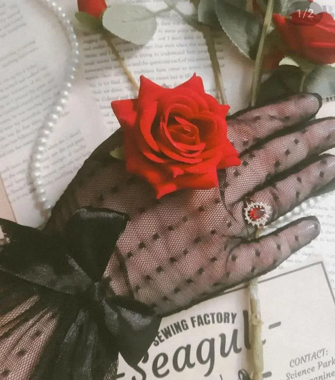 🌱🌱دستکش توری خالدار 🌱🌱
