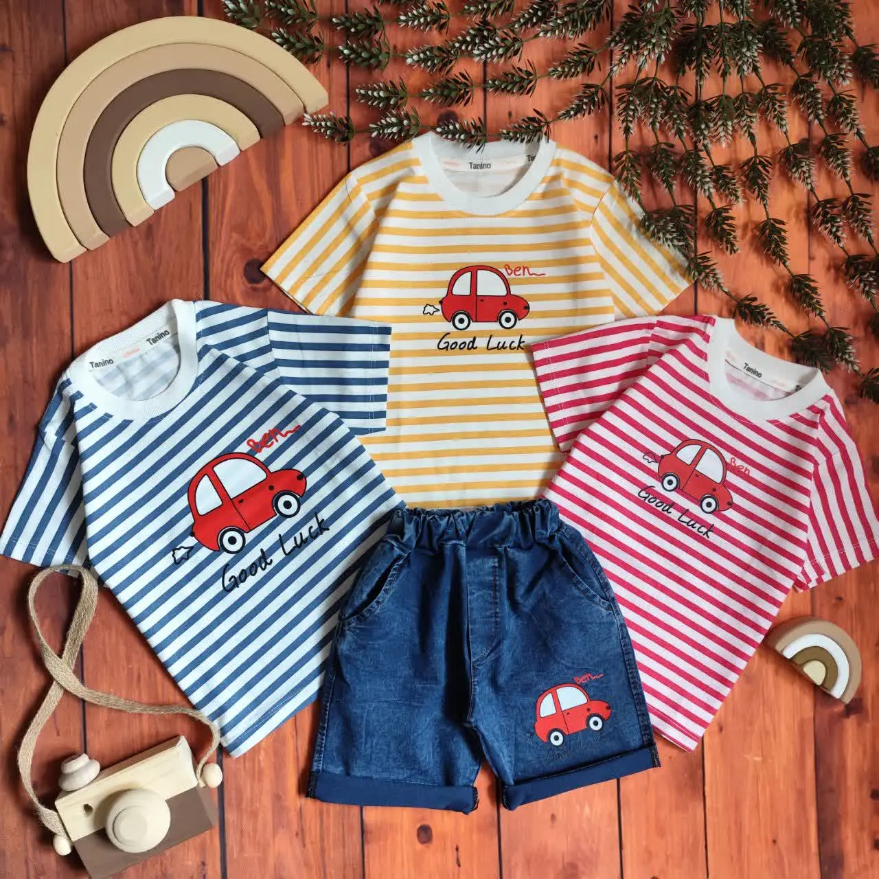 😍ست تیشرت وشلوارک راه راه م...