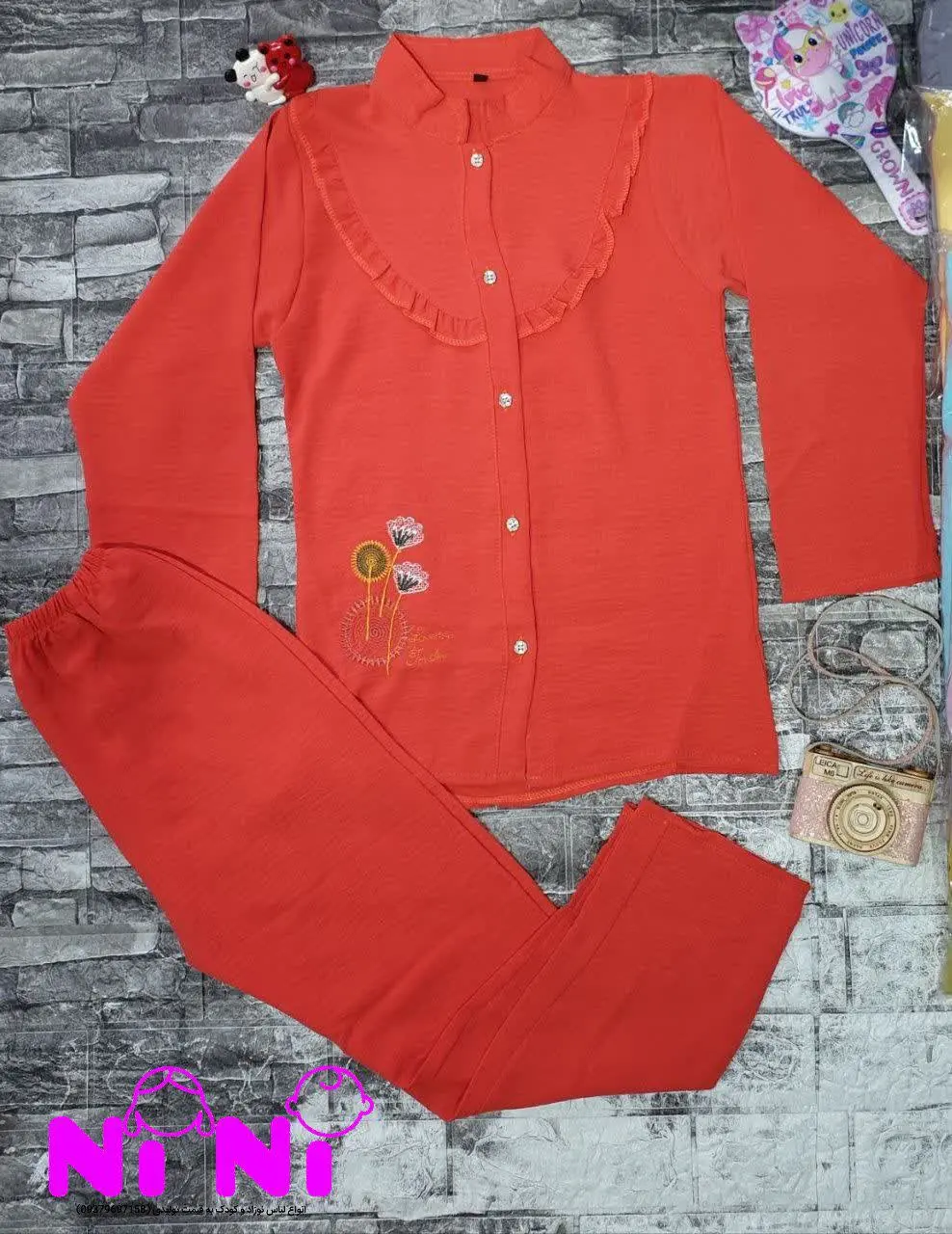 ✅ پیراهن شلوار دخترانه گلدوزی
