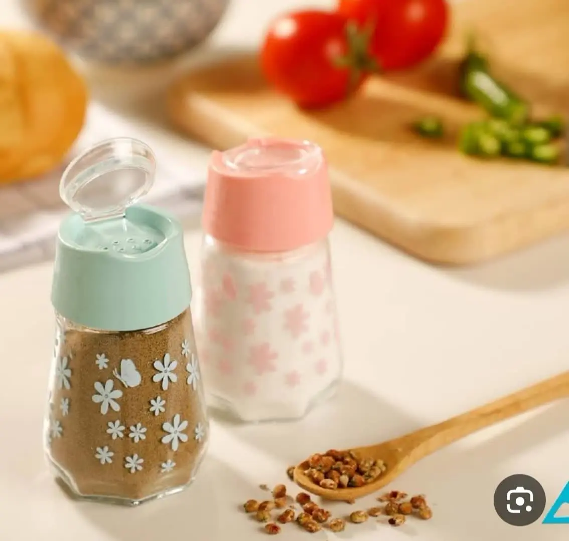 نمکدان شیشه‌ای رنگی جفتی
