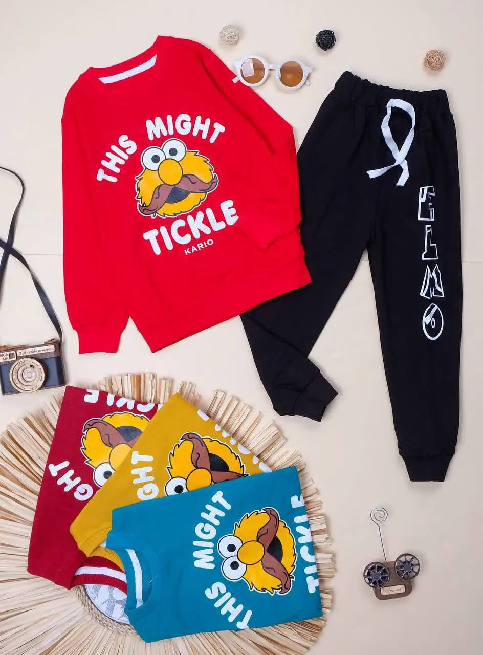 👕نام#بلوز شلوار پسرانه طرح TICKLE

