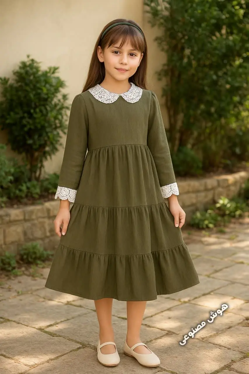 🌿👗 پیراهن نوجوان مدل برگ