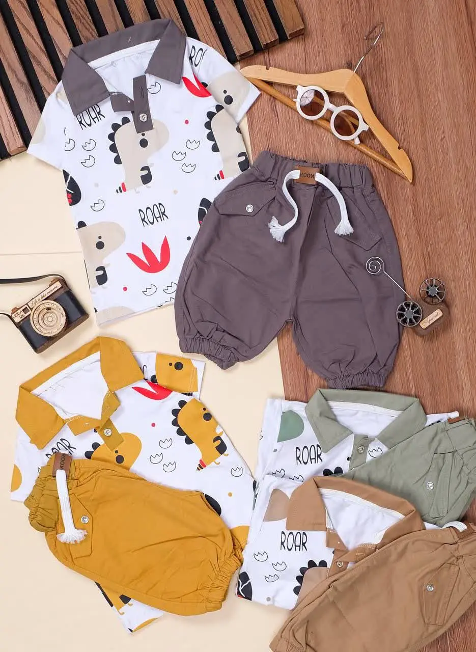 👕نام کالا: #تیشرت شلوارک طرح دایناسور 
