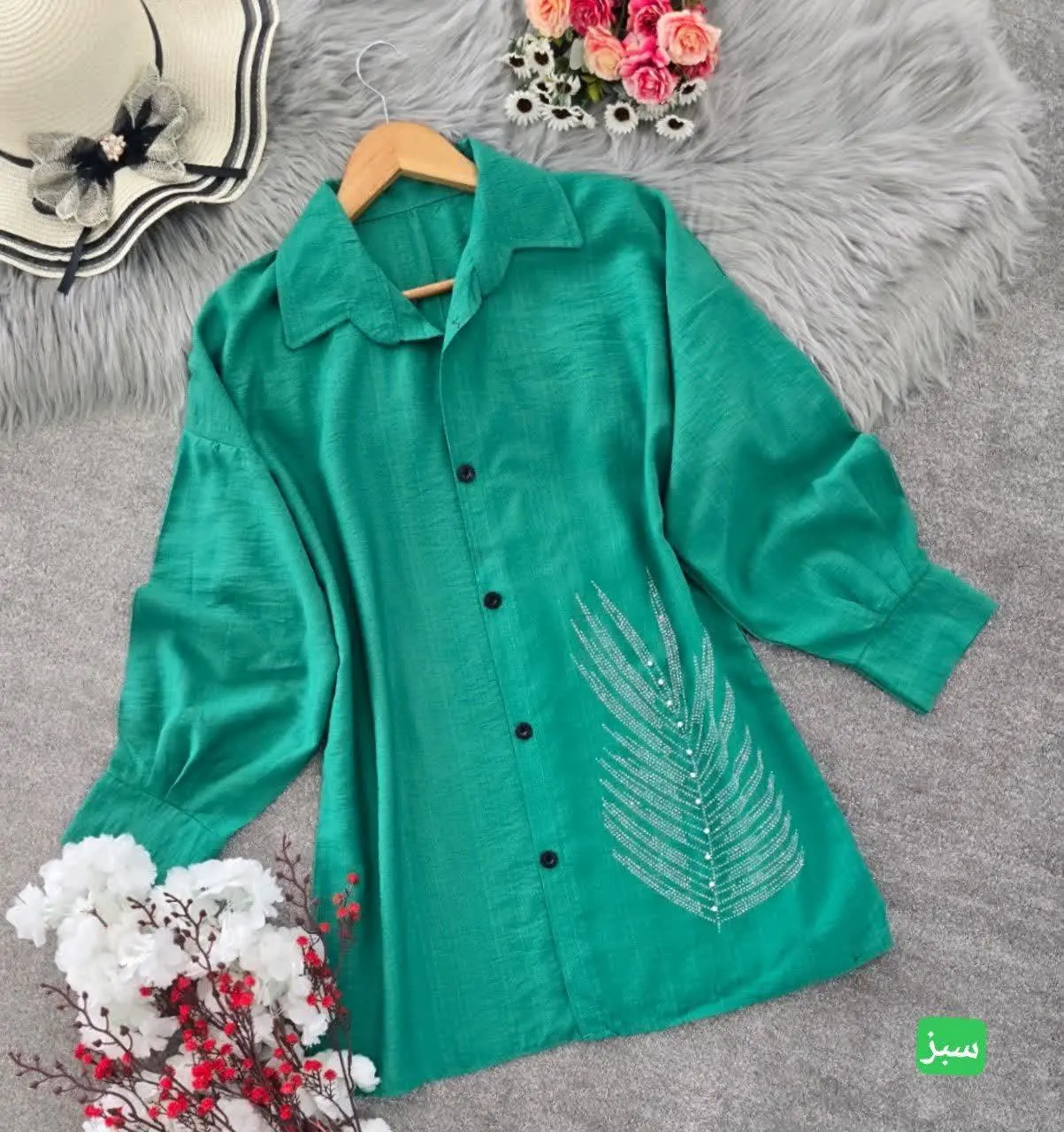 نام: شومیز مانتویی نگین برگی
