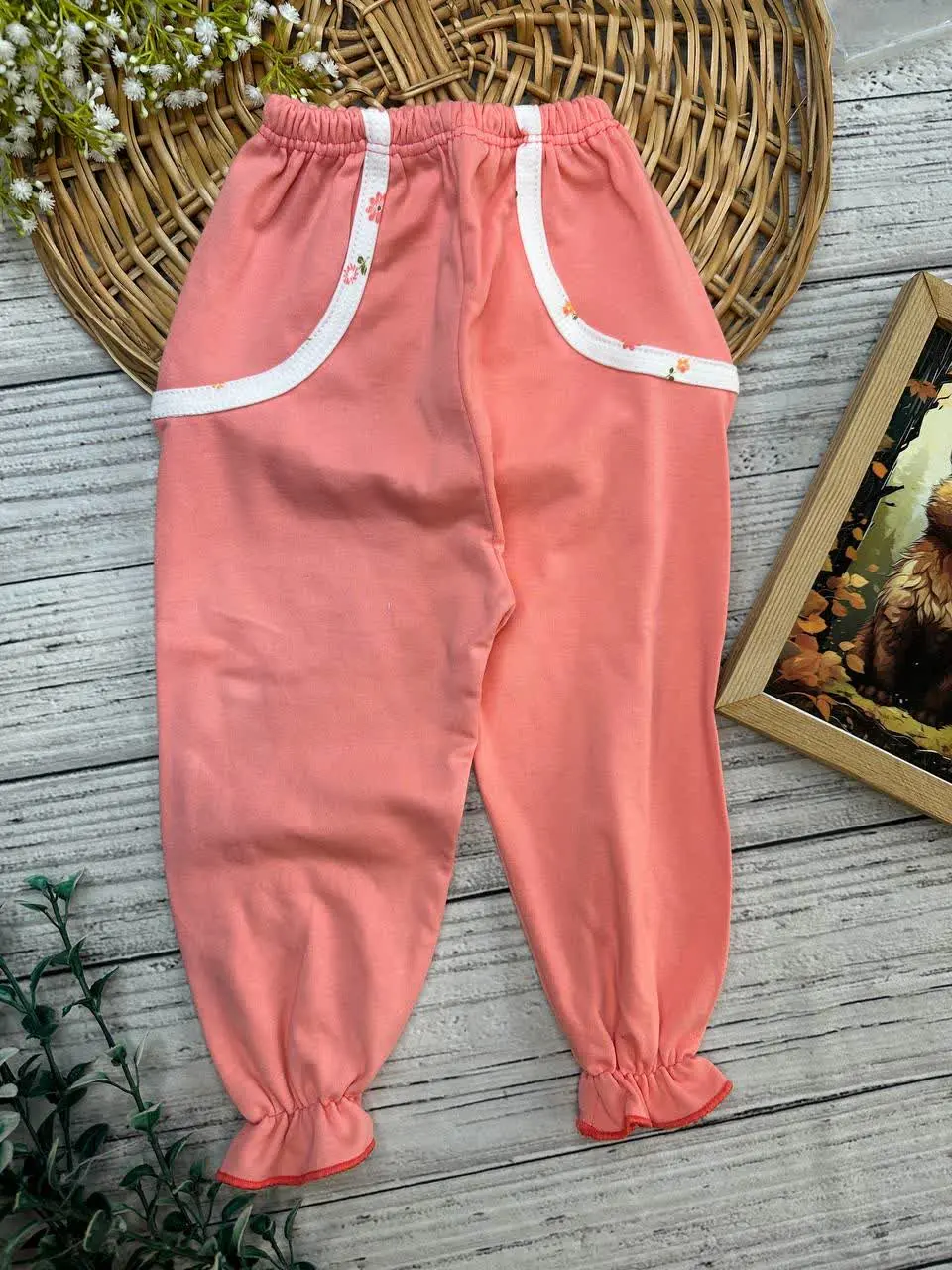 شلوار تک گلبهی دم پا چین دار نوزادی و کودک کد ۱۲۰۲۵ 
