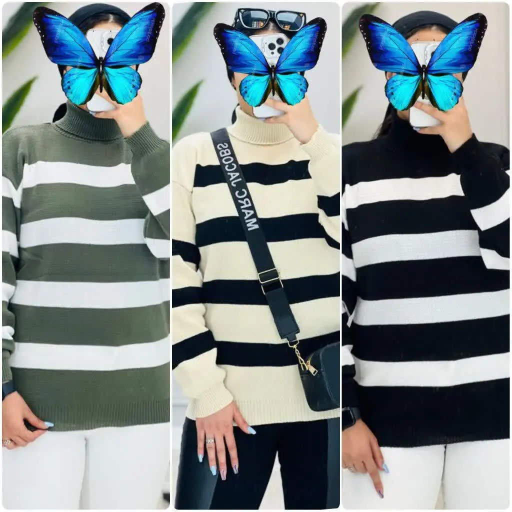 بلوز راه راه یقه اسکی