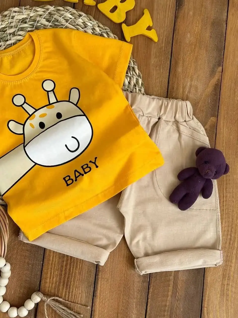 🏆تیشرت شلوارک طرح زرافه
