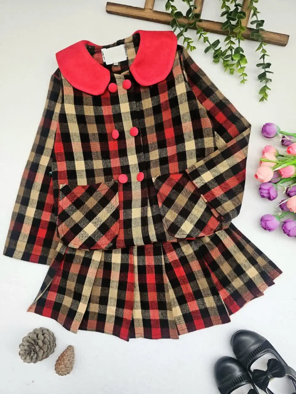 کت دامن دخترانه چهارخونه
