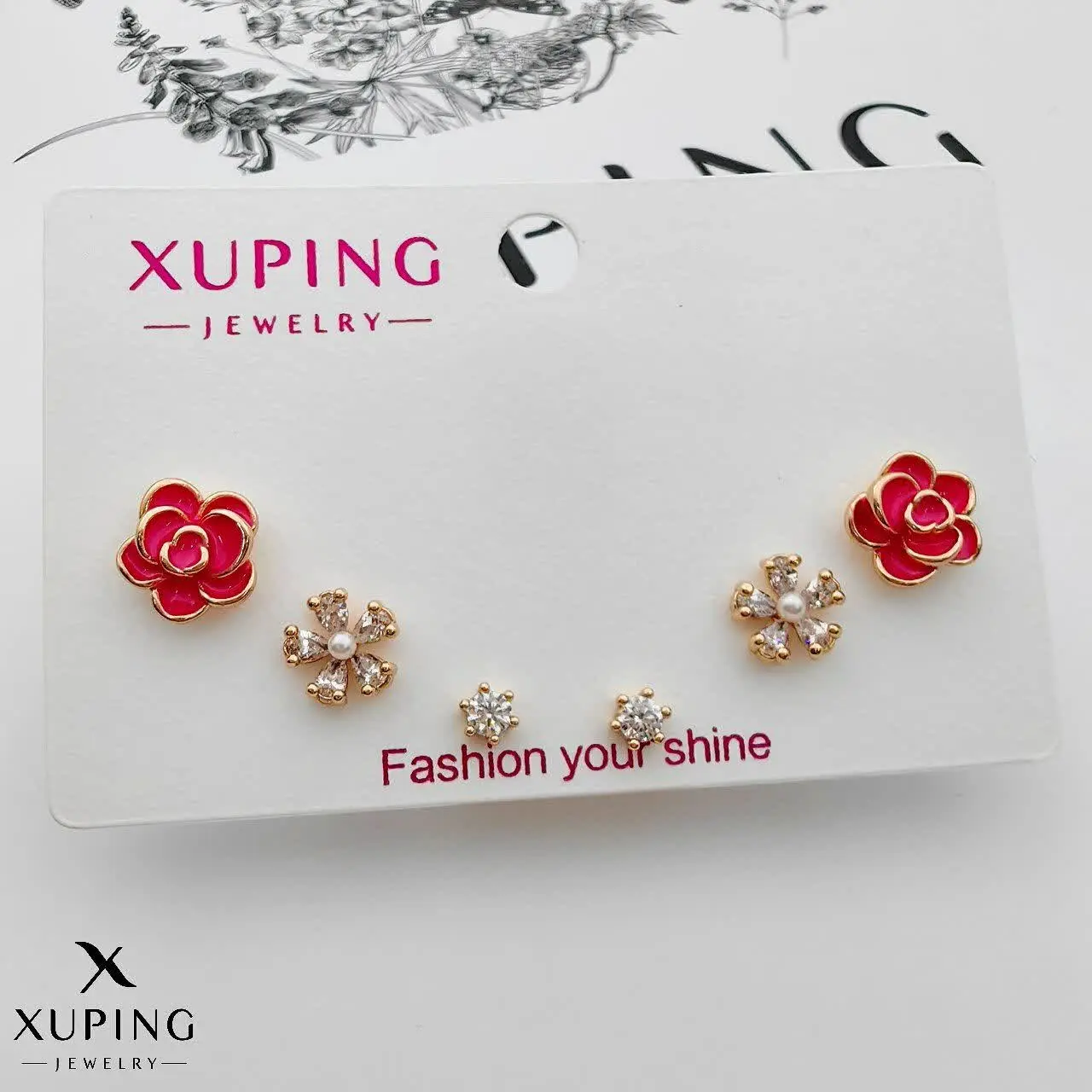 گوشواره سه جفتی ژوپینگ کد ۲۸۷۳