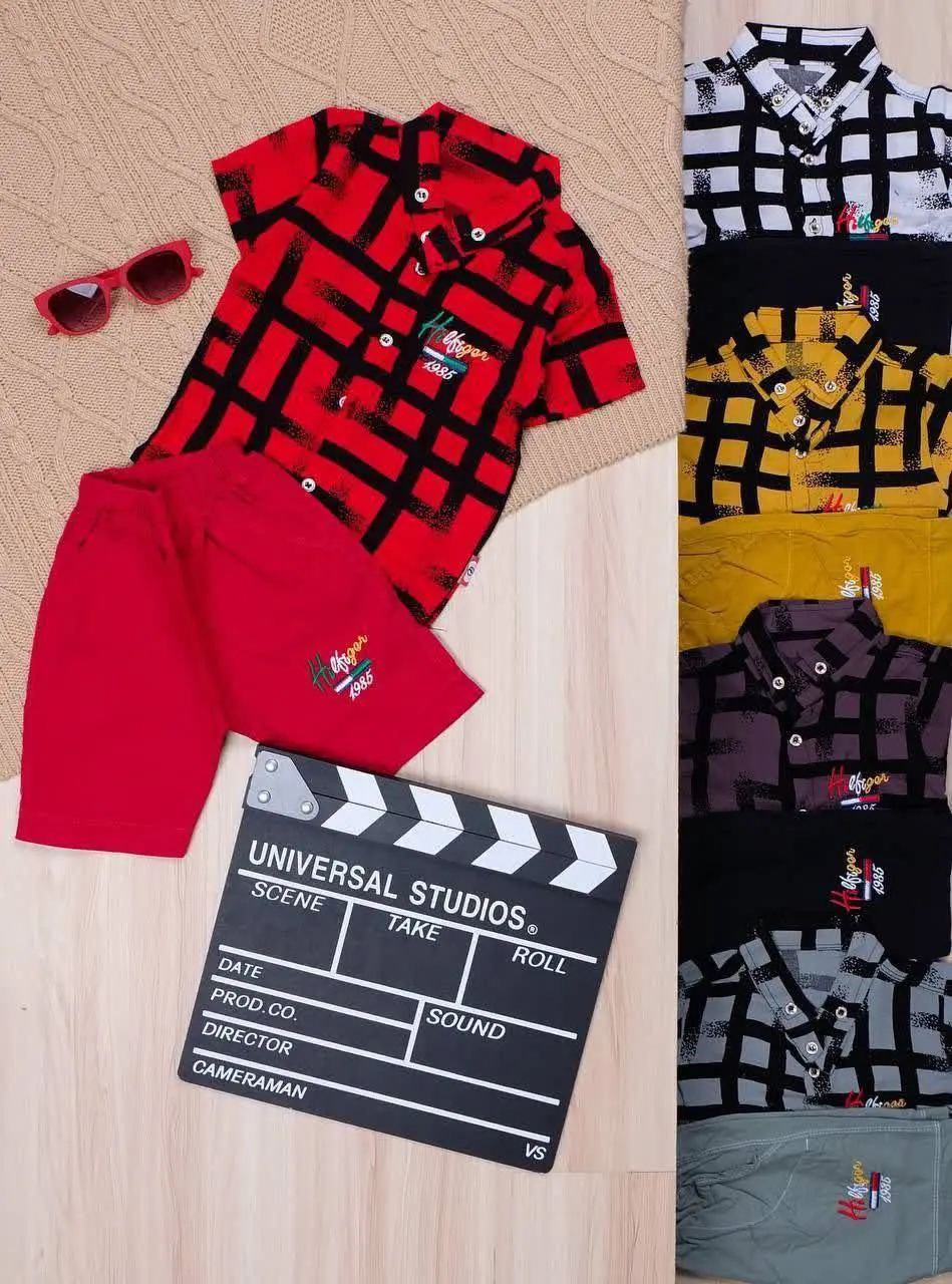 👫پیراهن و شلوارک نخی گلدوزی HI ۱۹۸۵👫
