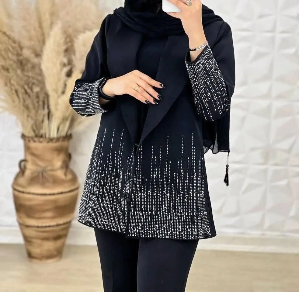 👚نام: کت آبشار فول نگین قد ۸۰ 😍😍
