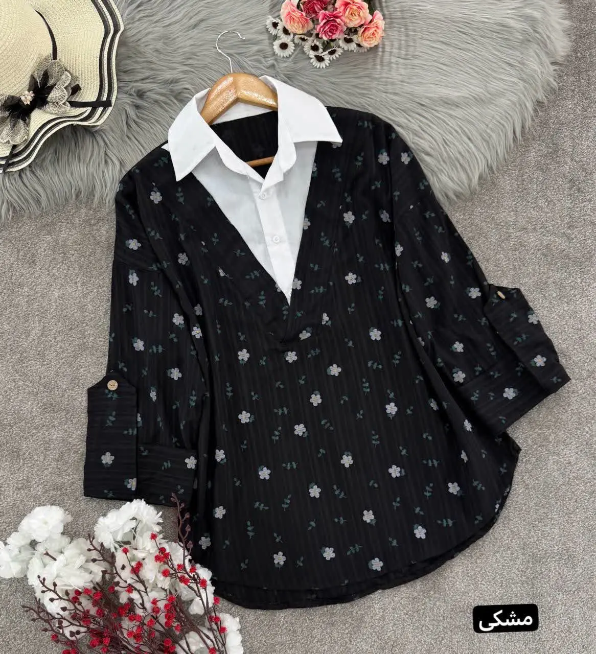 شومیز جلو بسته گل گچی