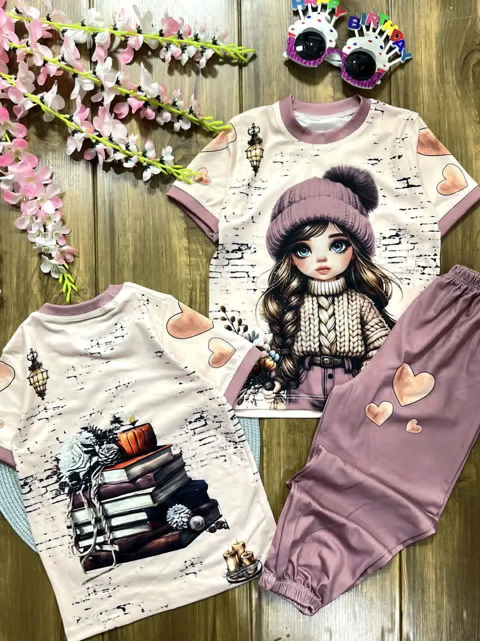  💫 تیشرت شلوار دخترک مو بافته💫
