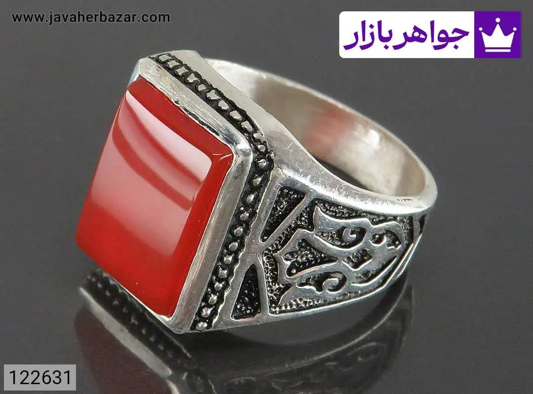 انگشتر نقره عقیق مردانه - ک...