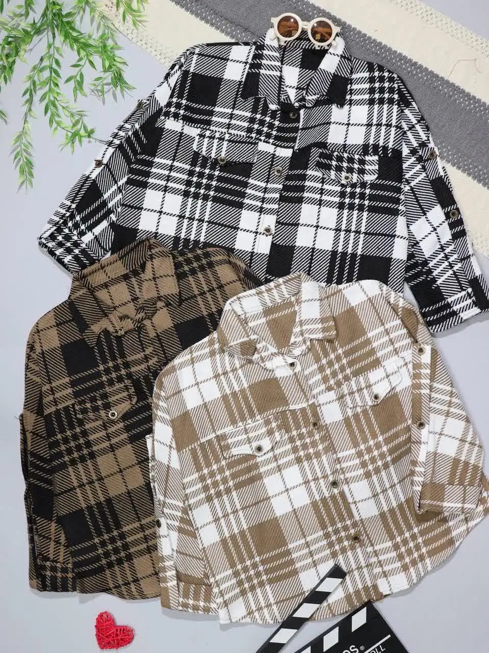 👫شومیز دخترانه کشمیر چهارخو...