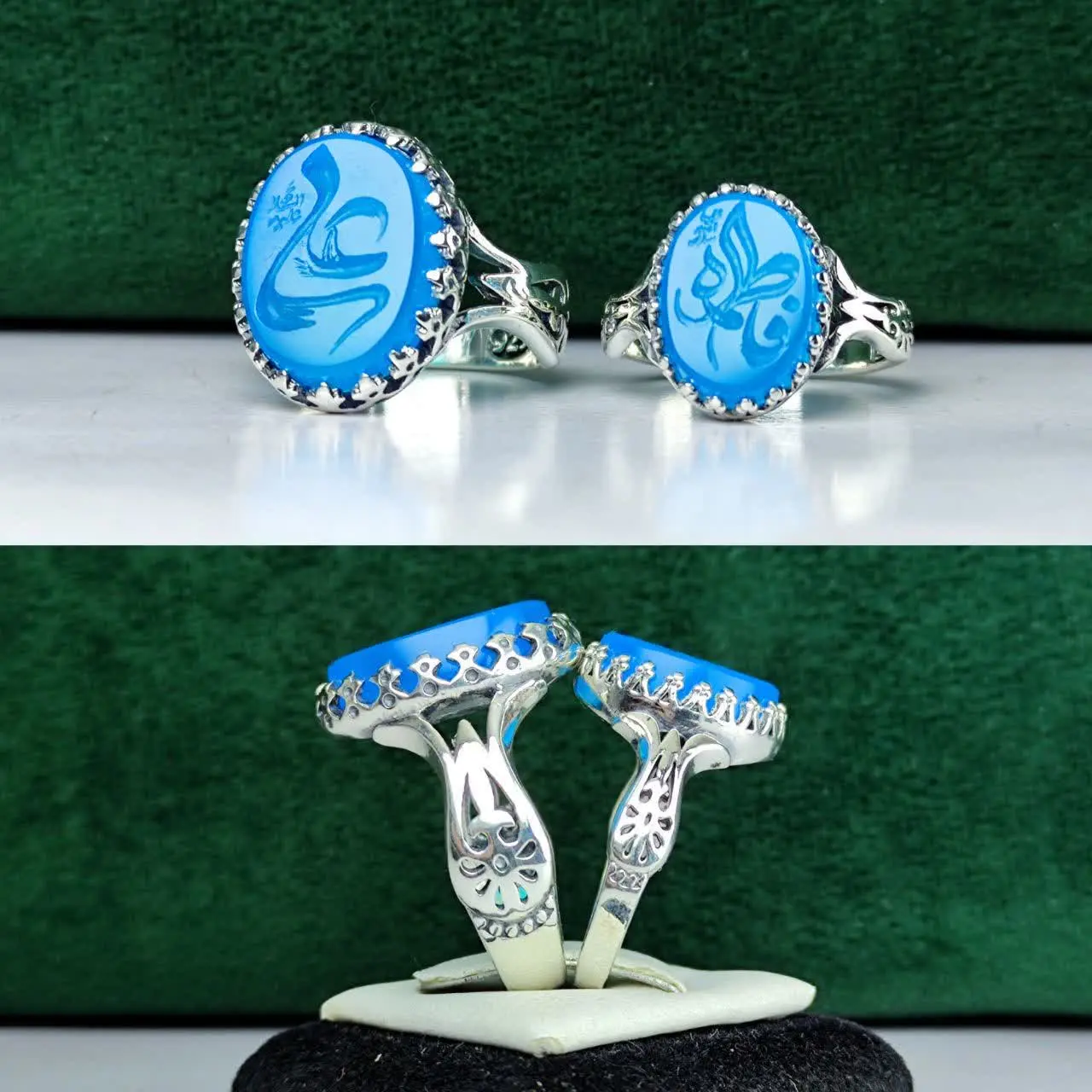 💎انگشتر عقیق آبی ست زوجین