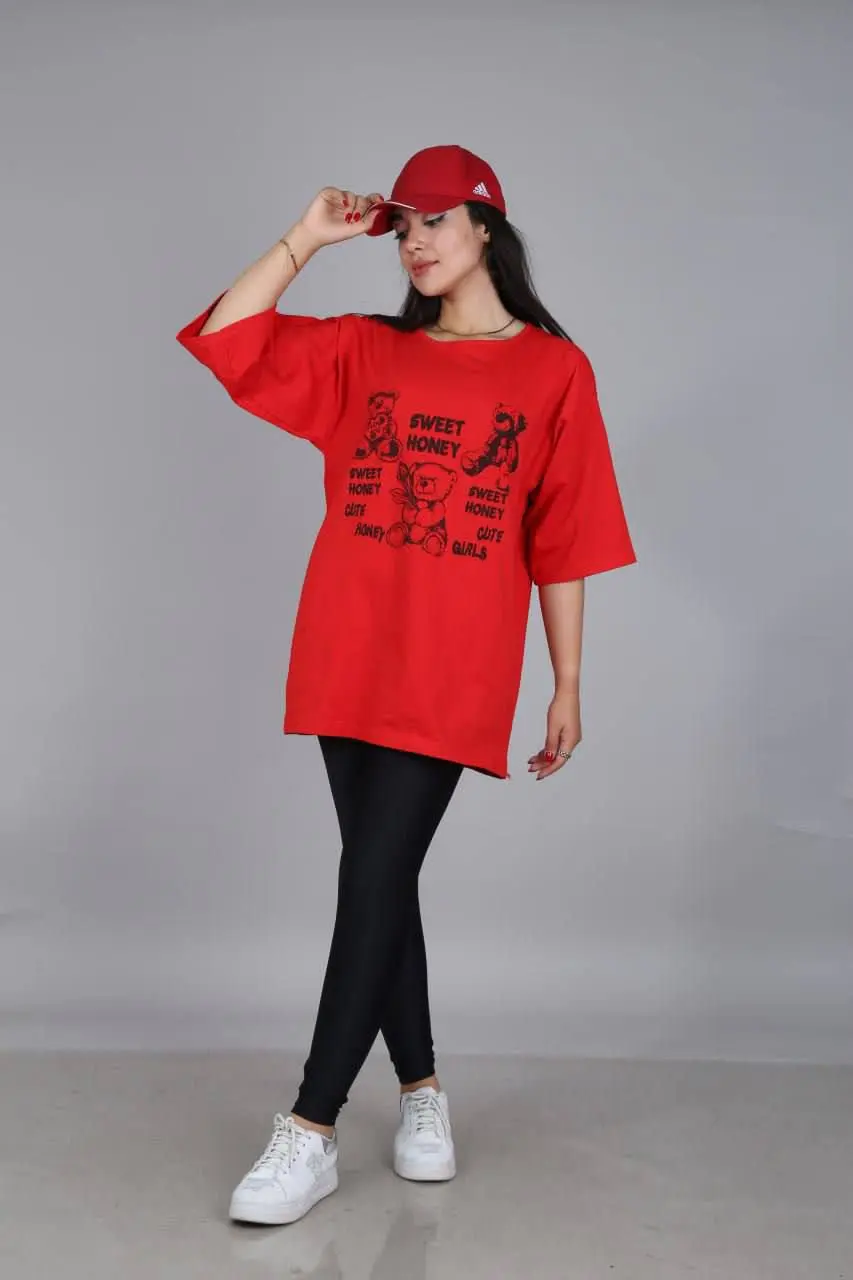 تیشرت لانگ قواره دار خرسی
