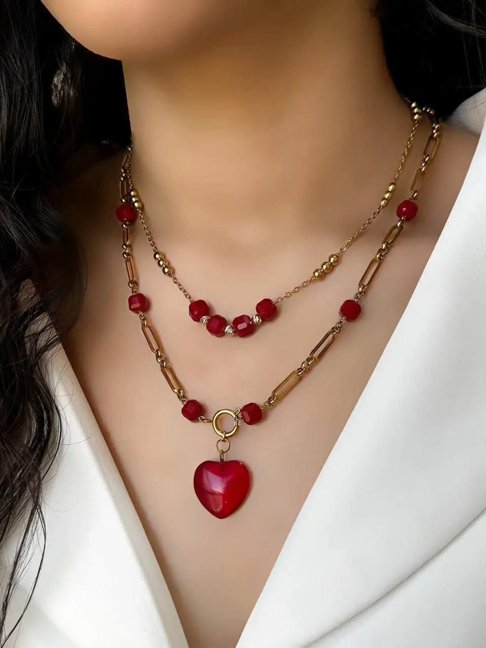 گردنبند دو لاین استیل با سن...