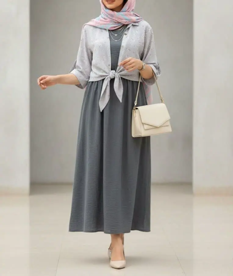 ست شومیز گره ای و سارافون ش...