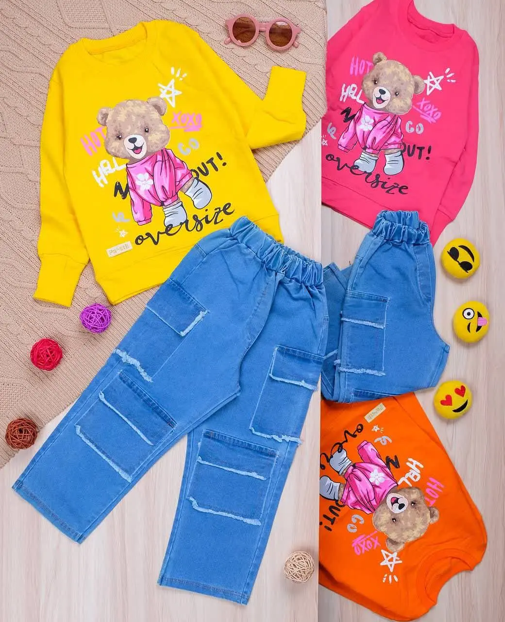 👫بلوز و شلوار جین اسلپ خرس تدی👫
