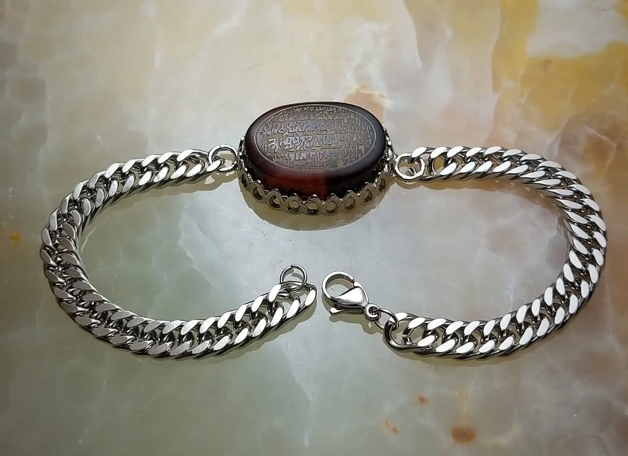 دستبند هیئتی عقیق قهوه ای آ...