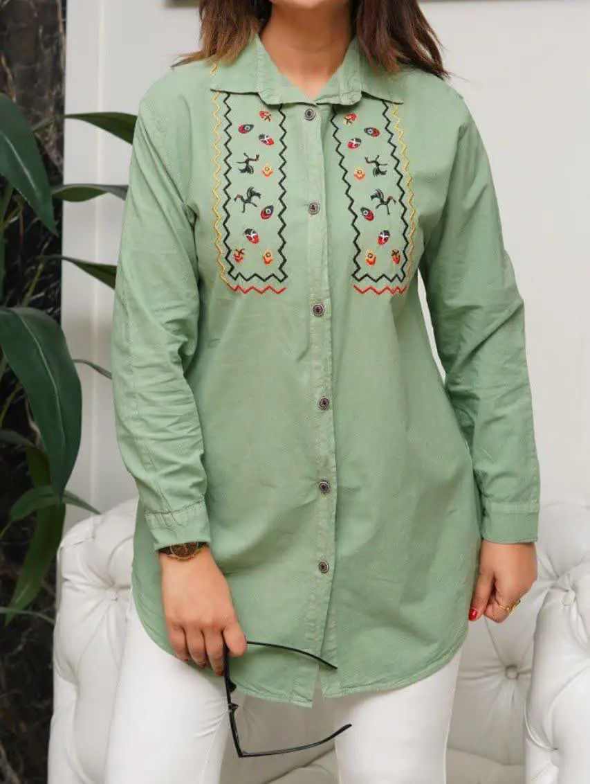 ✅ شومیز لینن گلدوزی سنتی