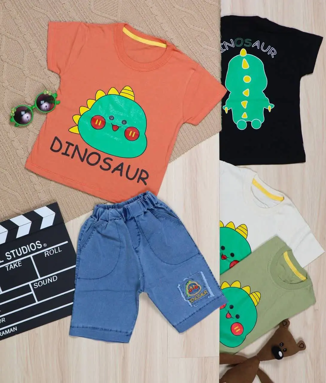 👫تیشرت و شلوارک نیل چاپ دایناسور 👫
