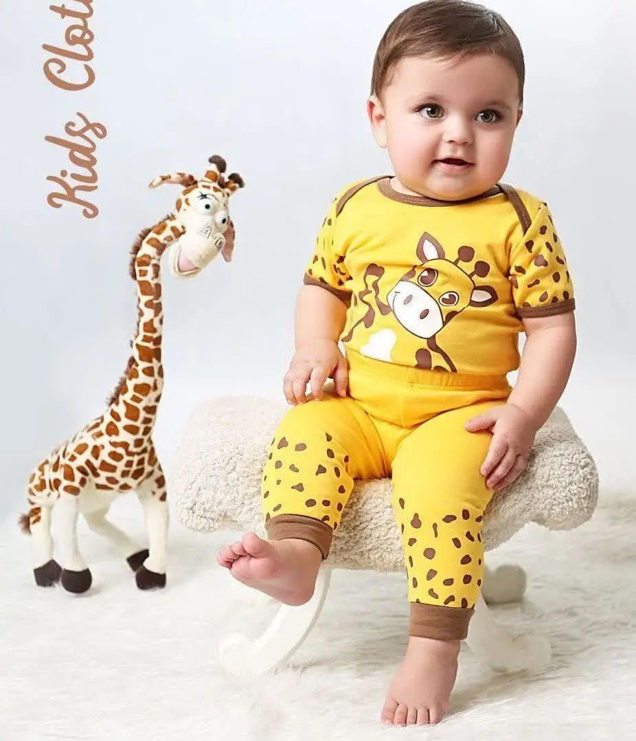 نام: دو تیکه زیر دکمه با شلوار نوزادی 🎨
