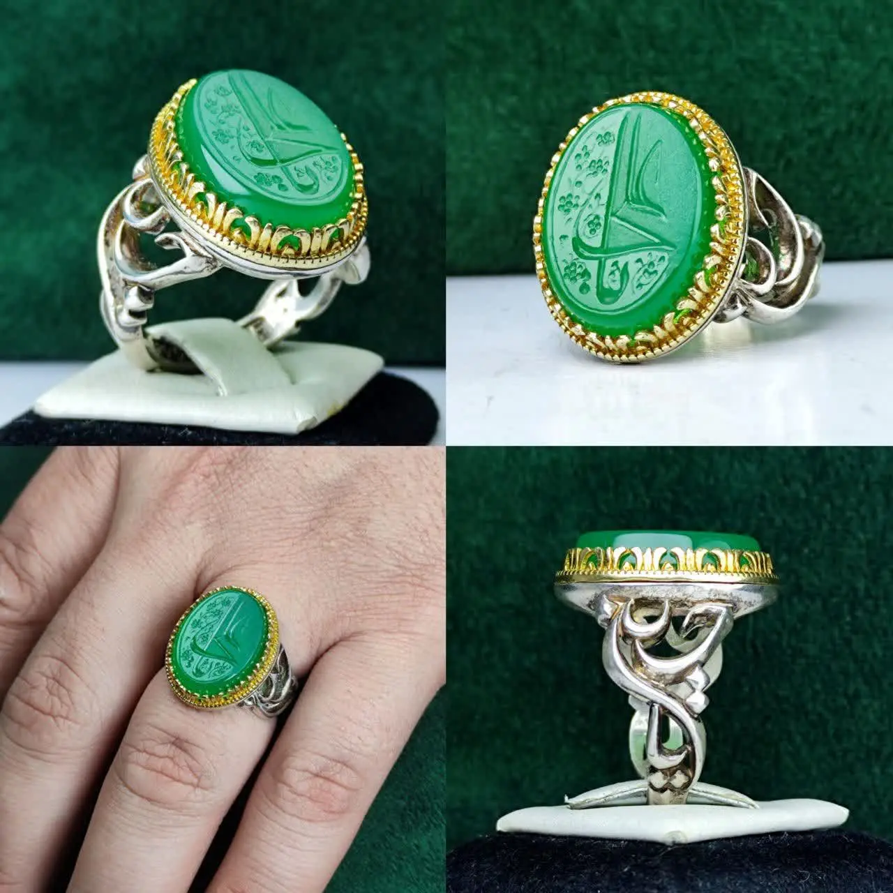 💎انگشتر عقیق سبز مردانه اصل