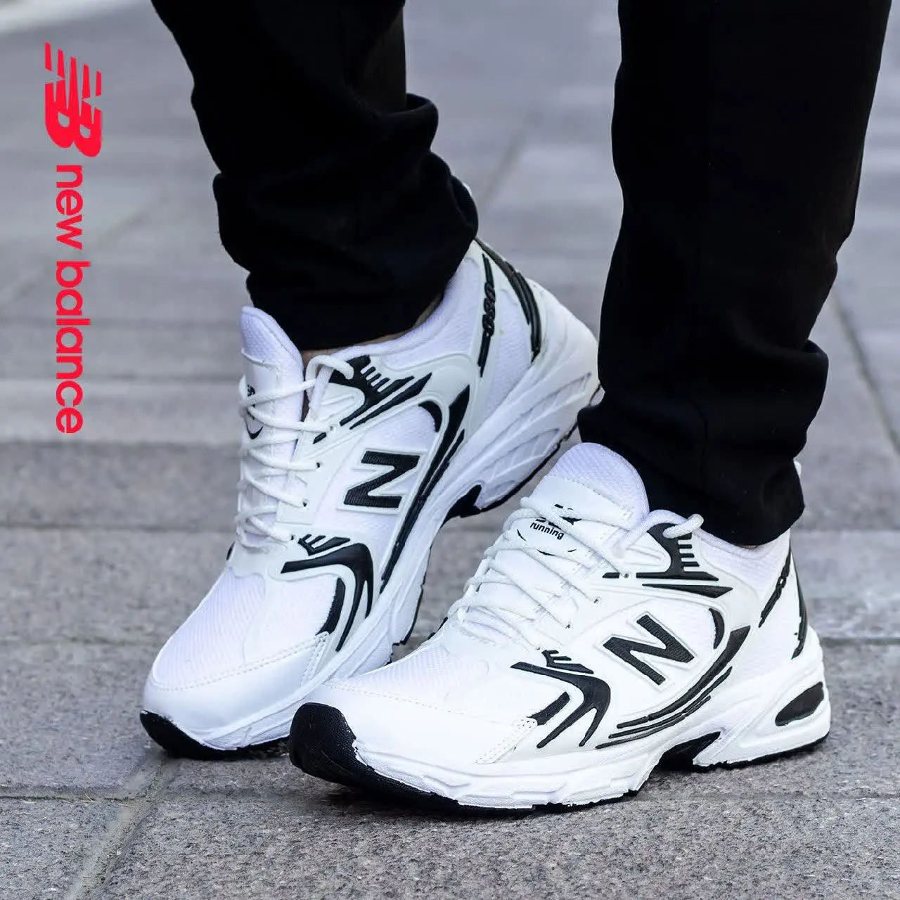 🔸 کفش اسپرت مردانه NB سفید مشکی مدل ۱۵۸۱
