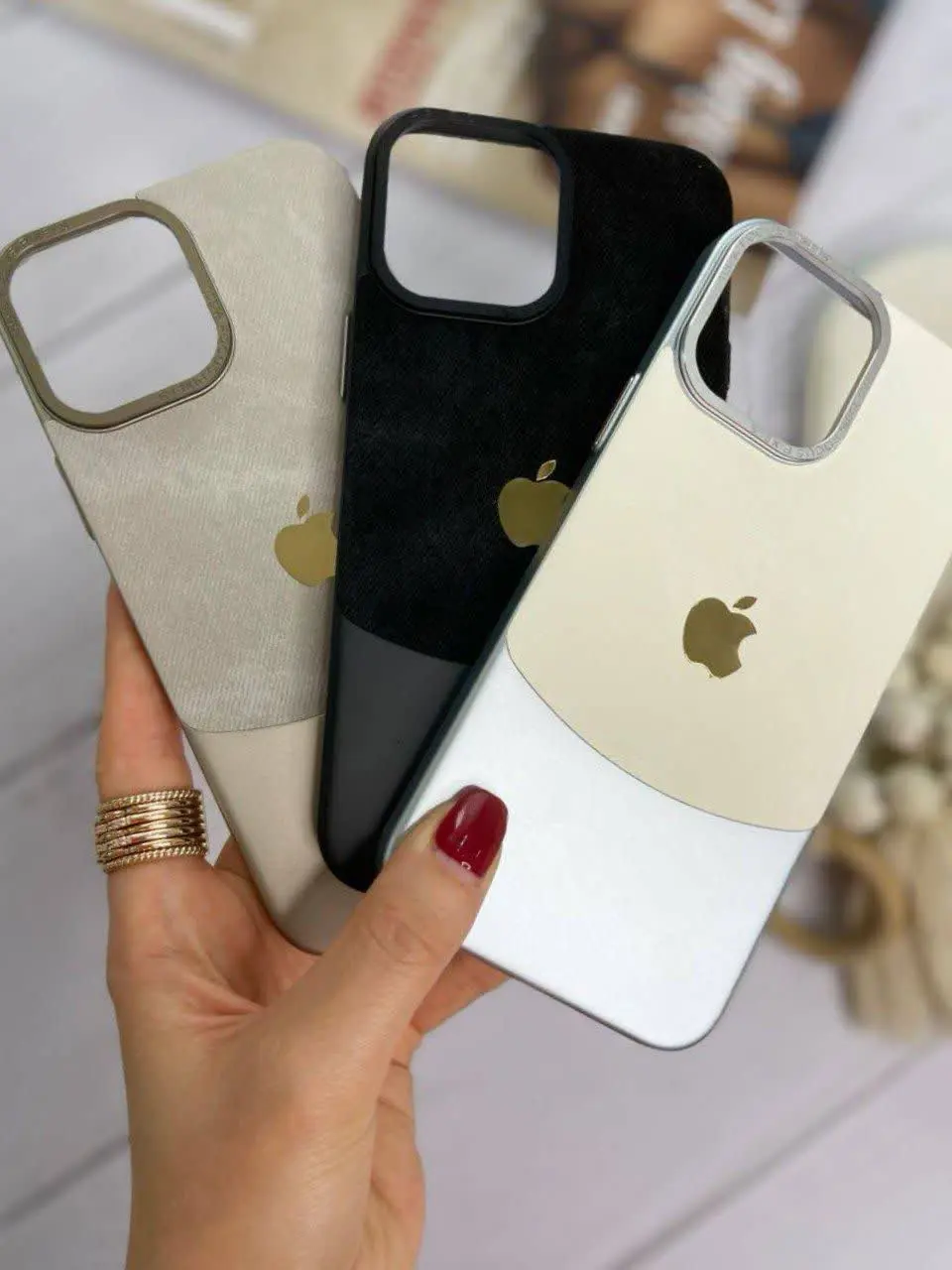 📱مدل قاب: قاب مارک دو تیکه مخملی Slim Fit در ۲ رنگ؛ Black -titunam
