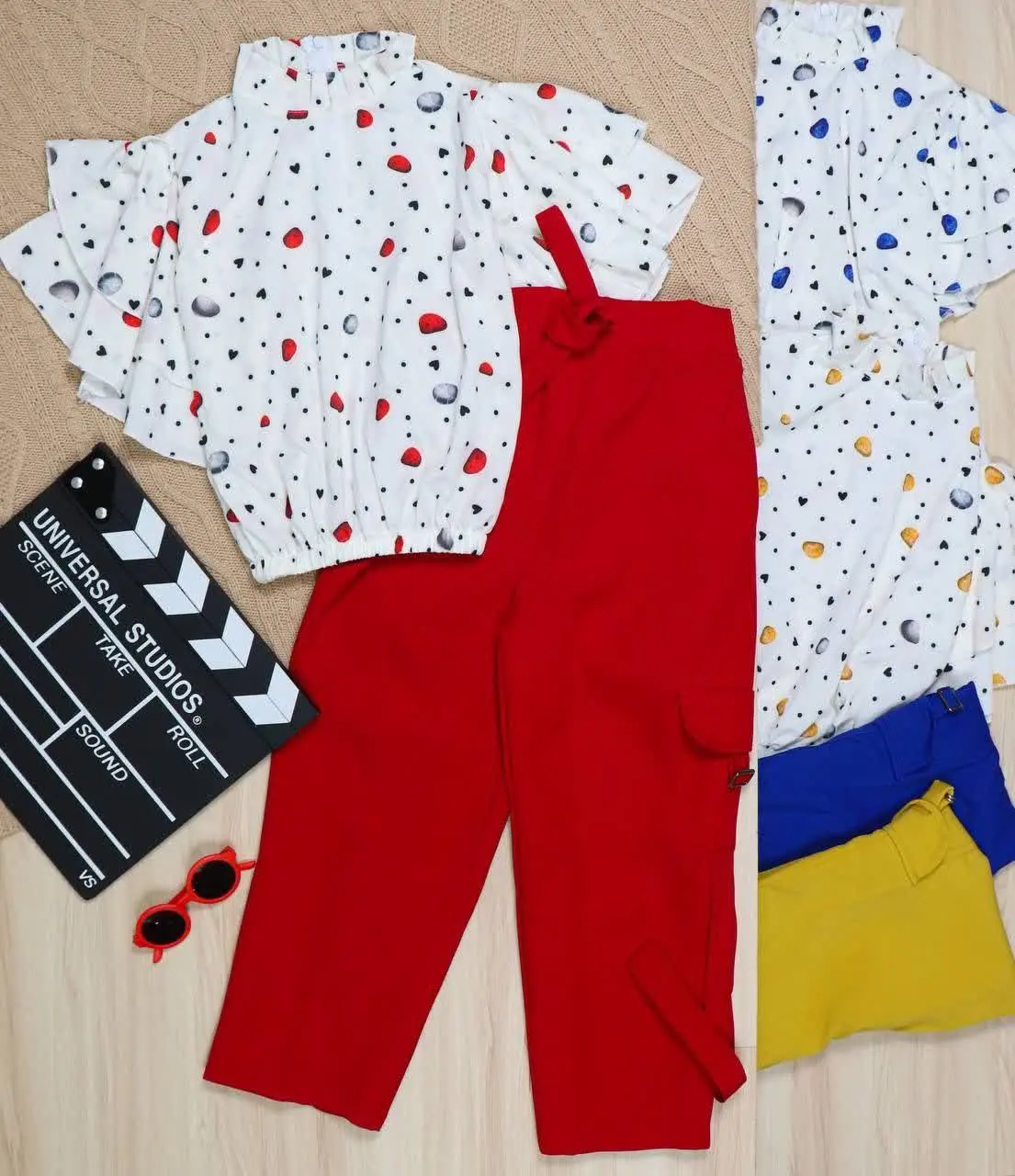 👫شومیز و شلوار بوگاتی چاپ قلب و سنگ👫
