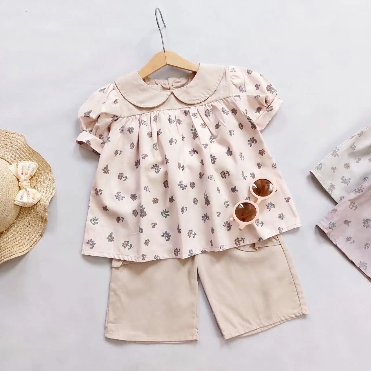 شومیز شلوارک لینن گل ریز 😍