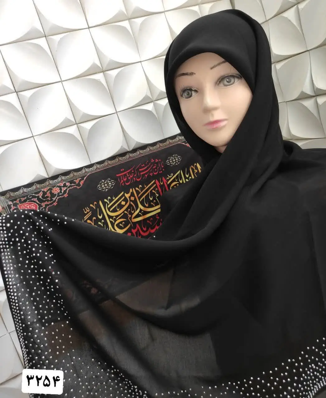 روسری حریر کرپ نگین دار🌸 
