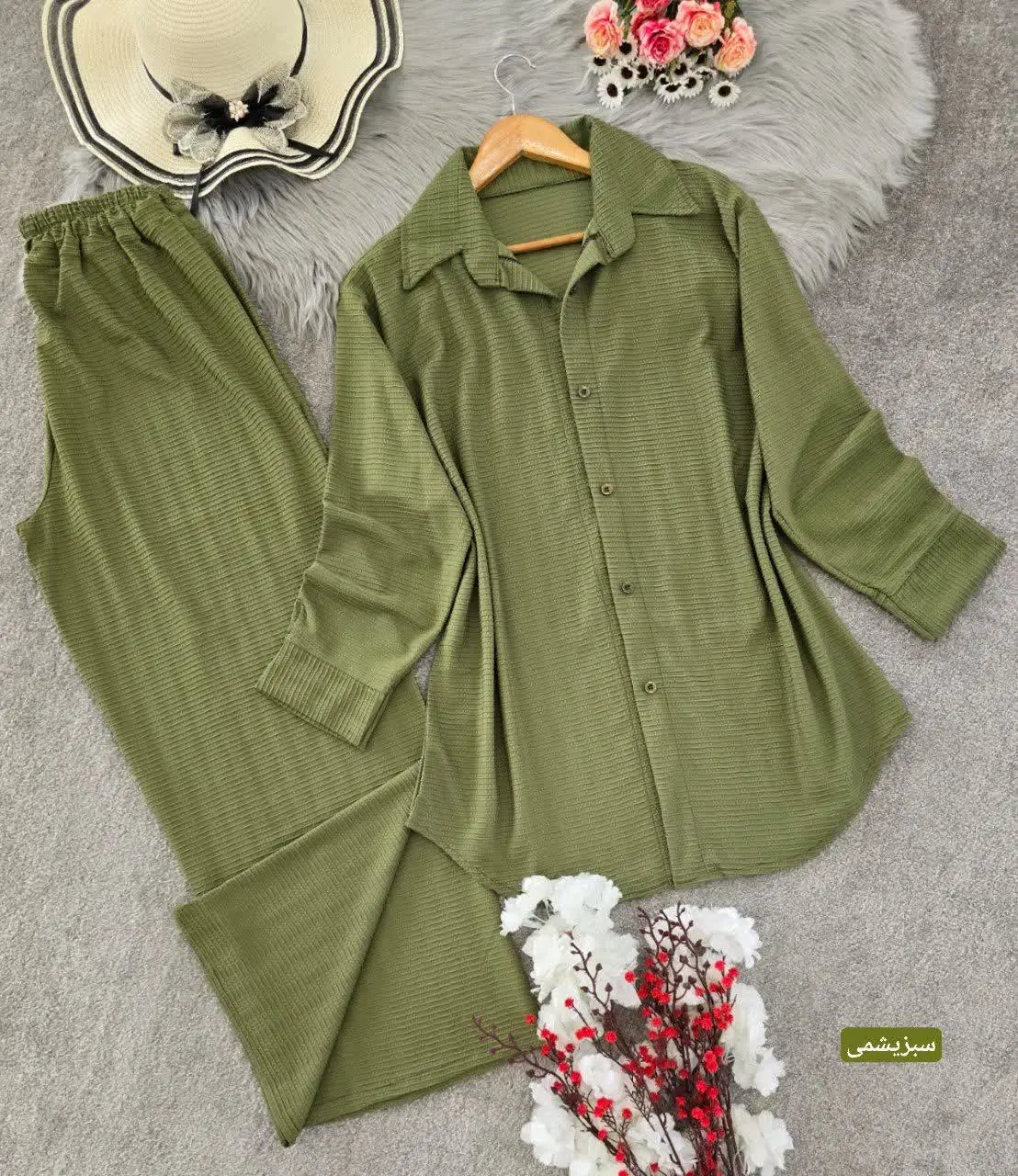 ست مانتو شلوار بیسکوییتی